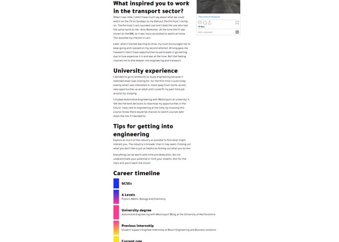 Screenshot 3/4 - 'Kim Everitt' engineer profile page on the This is Engineering Website.