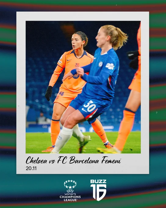 A picture of Aitana Bonmati and Kiera Walsh mid-game.

The picture has a polaroid style.