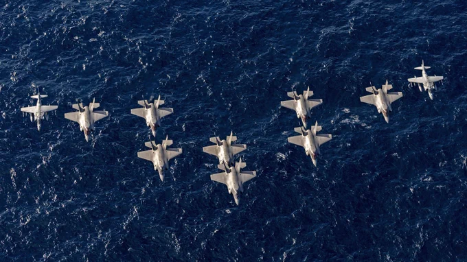 A flypast by British and Italian F-35s plus a pair of Italian AV8-B Harriers 