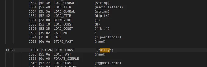 Code how  GrokPy forms a random email address