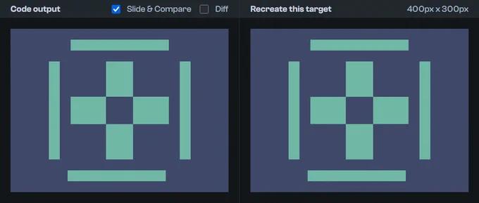 Day 56 — left: my CSS output, right: target UI. Two solutions, two different approaches.
