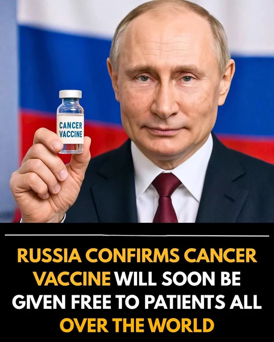 Russia has announced a major medical breakthrough after confirming that a cancer vaccine will soon be offered free to patients around the world, a move that could reshape global cancer care. The vaccine targets the molecular markers found on tumor cells and trains the immune system to recognize and destroy them before they spread. Early trials show strong results, with patients experiencing reduced tumor growth, fewer relapses, and stronger long-term immunity against multiple cancer types.

Scientists say the vaccine works by activating specialized immune cells that normally struggle to detect cancer. Once injected, the vaccine “flags” malignant cells and helps the body mount an aggressive, targeted attack — similar to how traditional vaccines fight viruses. Unlike chemotherapy or radiation, the approach is designed to work with the body rather than against it, offering treatment with fewer side effects and better long-term outcomes.