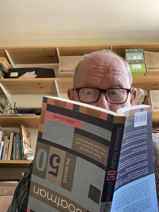 Graeme is not sure which way to tackle the puzzles in Boatman - The Second 50. Upside-down is certainly an option!

Boatman - the second 50 contains another 50 puzzles from The Guardian, with five bonus puzzles previously only available online and including puzzles, solutions and the ideas and stories behind them, exemplified by this image of the book opened to show one of the stories, which is accompanied by a picture of a large cow.

Reviewing Boatman - the second 50, Gyles Brandreth says: "If you want a fiendish crossword, you want the best - which means you want Boatman, because he is the best" and Brian Bilston: "Cracking crosswords - each puzzle a delightful daily workout for the brain and a welcome tonic for the soul".