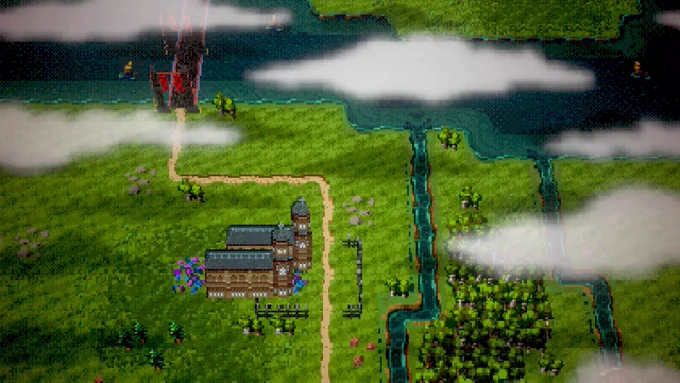 A screenshot of the overworld map in Vampire Crawlers.