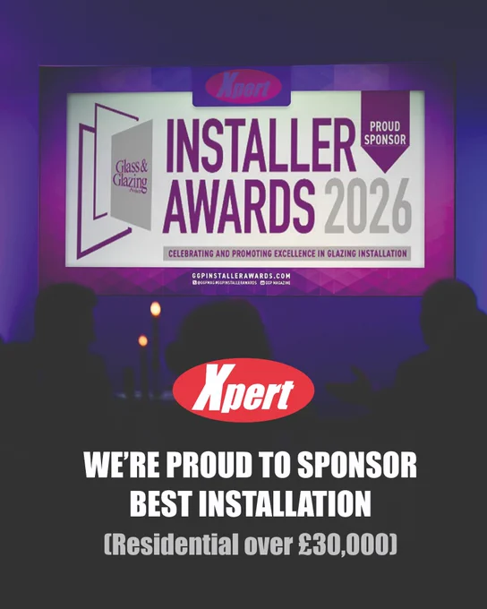 Sign promoting the Installer Awards 2026 with Xpert as proud sponsor for best residential installation over £30,000.