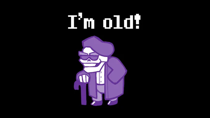 Senile old skeleton is having it's birthday today, celebrating 28 years of age by cosplaying as Gerson from Deltarune. He's very close on becoming a wizard.