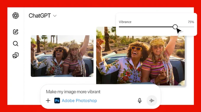 Image de présentation des fonctionnalités Adobe dans ChatGPT (OpenAI). Tous droits réservés à Adobe. Post de LabSense.