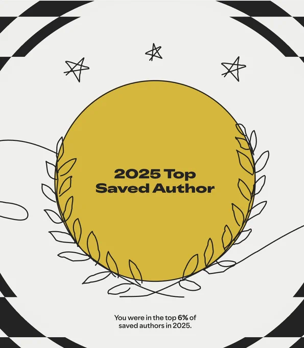 A notification that I was among the top 6% of saved authors in 2025