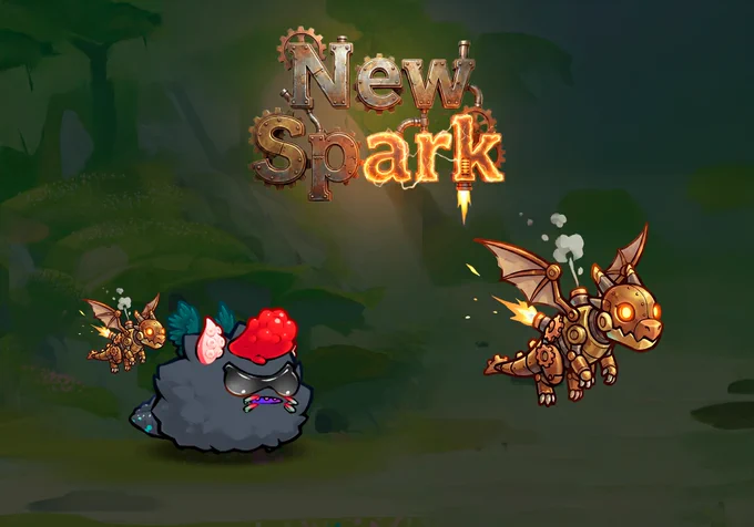 The Codex Accessory Design Contest #AxieCodexDesign #Axie @AxieInfinity 
Name: New Spark 
Slot: Air
Description: A mechanical marvel powered by steam and gears, ready to ignite the spark of victory.