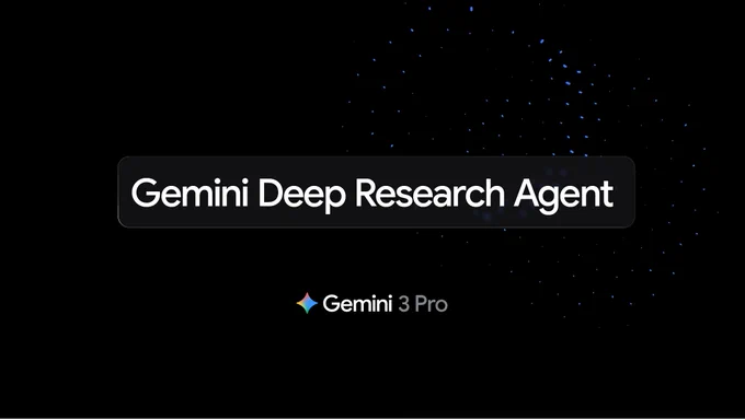 A graphic displaying the text "Gemini Deep Research Agent" above the Gemini 3 Pro logo on a black background.