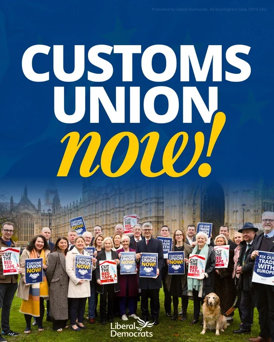 Customs Union Now with a photo of Lib Dem MPs 
