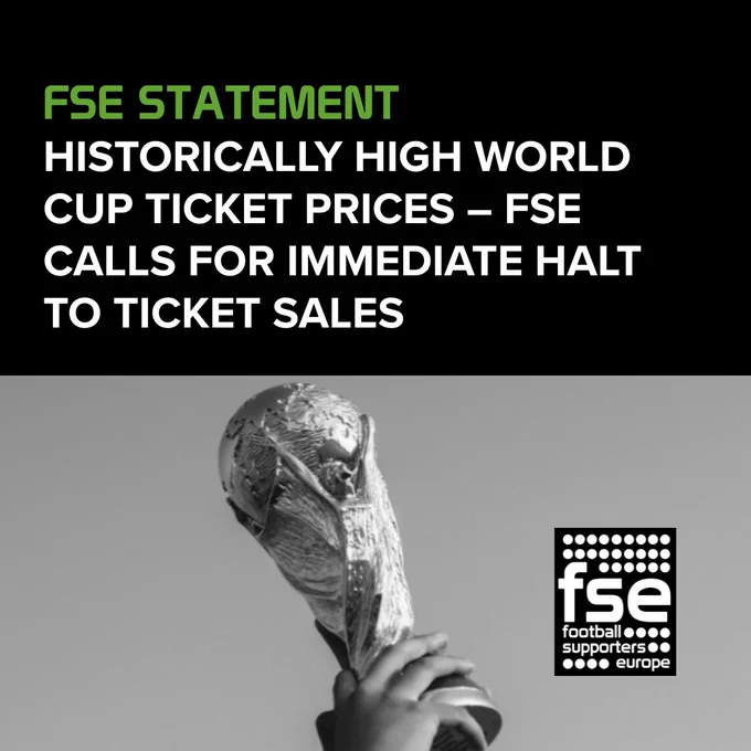FSE Statement: Historically high world cup ticket prices - FSE calls for immediate halt to ticket sales