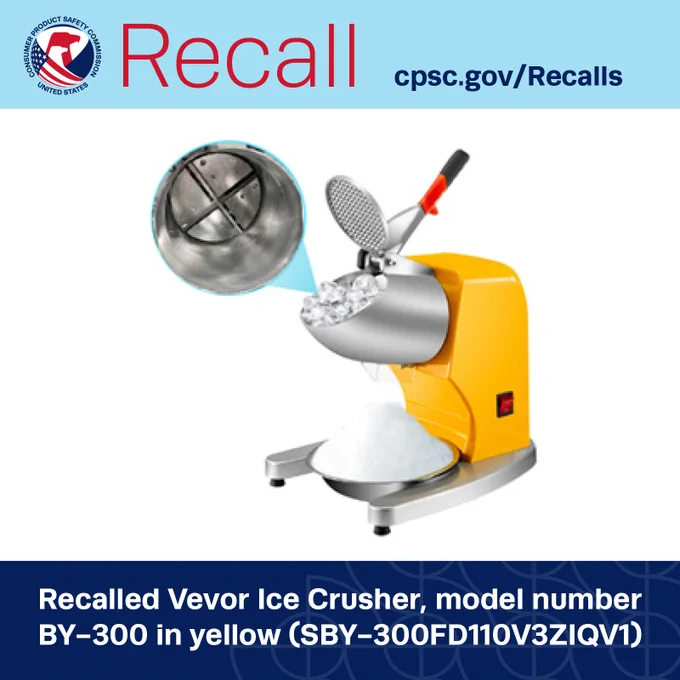 Recalled vevor ice crusher