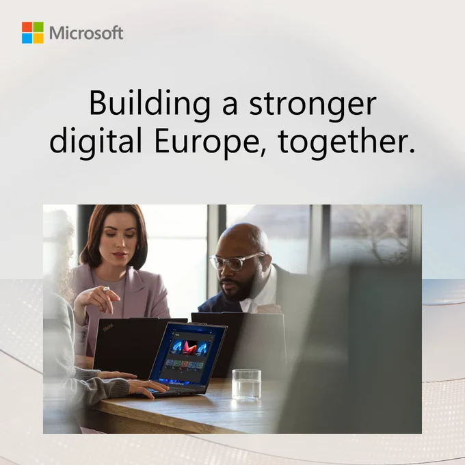 Text reads: "Building a stronger digital Europe, together."