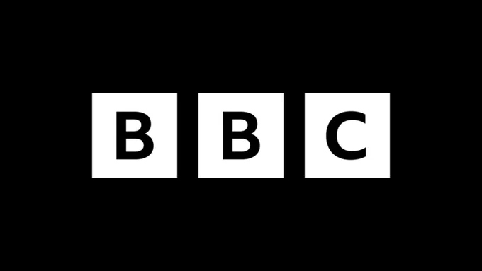Black and white BBC logo with each letter inside separate square blocks on a black background.