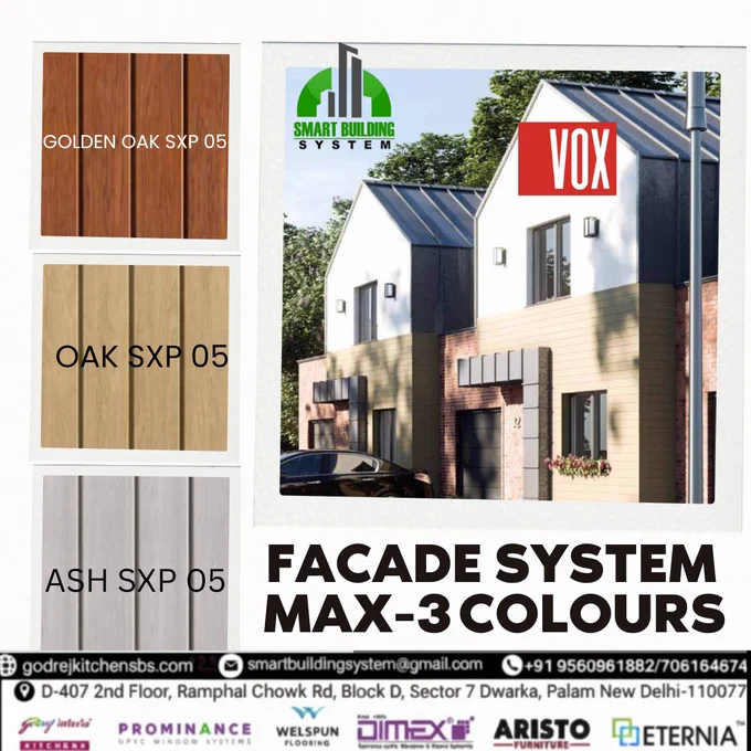 ✨ Transform your exterior with style that speaks luxury!
Our MAX-3 Facade System offers premium finishes in Golden Oak, Oak & Ash — designed to elevate any modern home with elegance, durability, and weather-resistant performance.
Upgrade your home's look with Smart Building System — where beauty meets strength. 🏡✨

🌟 Choose the colour your home deserves.
🌟 Choose long-lasting protection.
🌟 Choose SMART.
.
.
Contact us for more details:🤗
📞 𝟗𝟏 𝟗𝟓𝟔𝟎𝟗𝟔𝟏𝟔𝟖𝟐/𝟕𝟎𝟔𝟏𝟔𝟒𝟔𝟕𝟔𝟒
🌐𝐠𝐨𝐝𝐫𝐞𝐣𝐤𝐢𝐭𝐜𝐡𝐞𝐧𝐬𝐛𝐬.𝐜𝐨𝐦
📧𝐬𝐦𝐚𝐫𝐭𝐛𝐮𝐢𝐥𝐝𝐢𝐧𝐠𝐬𝐲𝐬𝐭𝐞𝐦@𝐠𝐦𝐚𝐢𝐥.𝐜𝐨𝐦
📍𝐃-𝟒𝟎𝟕 𝟐𝐧𝐝 𝐅𝐥𝐨𝐨𝐫, 𝐑𝐚𝐦𝐩𝐡𝐚𝐥 𝐂𝐡𝐨𝐰𝐤 𝐑𝐝, 𝐁𝐥𝐨𝐜𝐤 𝐃, 𝐒𝐞𝐜𝐭𝐨𝐫 𝟕 𝐃𝐰𝐚𝐫𝐤𝐚, 𝐏𝐚𝐥𝐚𝐦 𝐍𝐞𝐰 𝐃𝐞𝐥𝐡𝐢-𝟏𝟏𝟎𝟎𝟕𝟕
.
.
#FacadeDesign #ExteriorDesign #HomeImprovement #ModernArchitecture #BuildingMaterials #HomeRenovation #SmartBuildingSystem #VoxFacade #WallCladding #ArchitecturalDesign #ConstructionLife #TrendingNow #HomeStyle #LuxuryHomes #DesignInspiration #NewLa