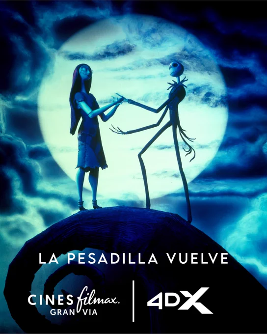 🎄✨ ¡El clásico de Tim Burton vuelve a cobrar vida en la gran pantalla!
El 14 de diciembre, disfruta de Pesadilla antes de Navidad como nunca antes en 4DX en Cines Filmax Gran Via 2 🎬

📸 Pásate por el photocall con Jack y Sally, llévate una entrada coleccionable de regalo y acompaña tus palomitas con bichos de gominola con la compra de cualquier menú 🍿🕷️

Una cita mágica donde Halloween y la Navidad se encuentran… ¡No te la pierdas!

LINK EN BIO 🎟️

#pesadillaantesdenavidad #timburton #cinesfilmax #granvia2 #4dx #screenx