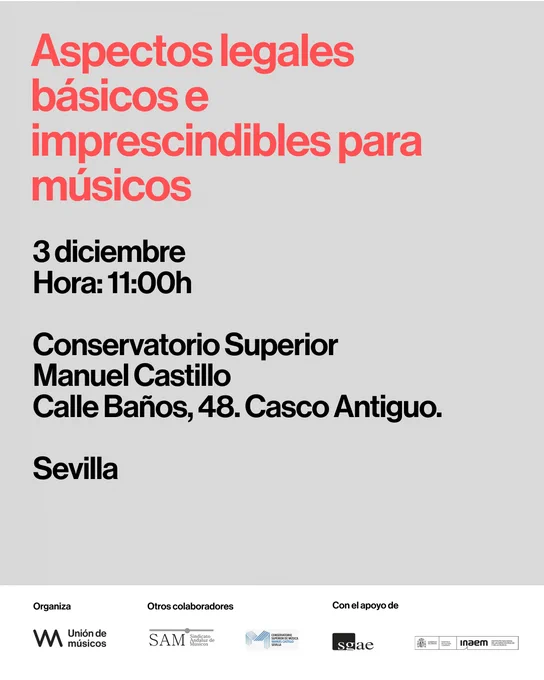 Formación UNION DE MUSICOS: Aspectos legales básicos e imprescindibles para músicos