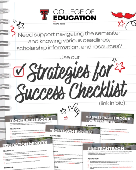Need support navigating the semester and knowing various deadlines, scholarship information, and resources? Use our Strategies for Success Checklist (link in bio).