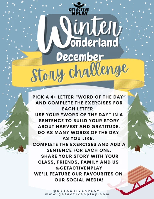 The December' Get Active' story challenge theme is 'Winter Wonderland'. 