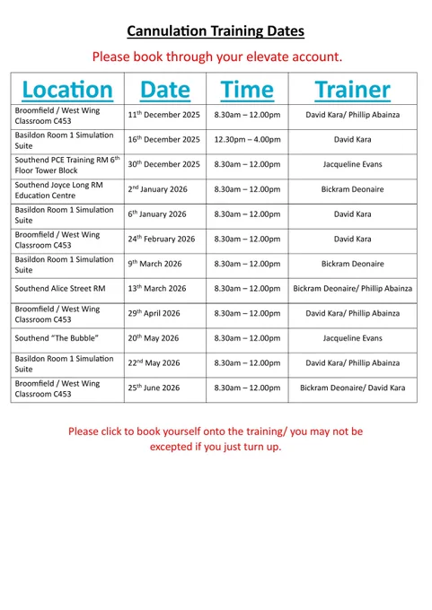 skills dates and sessions 