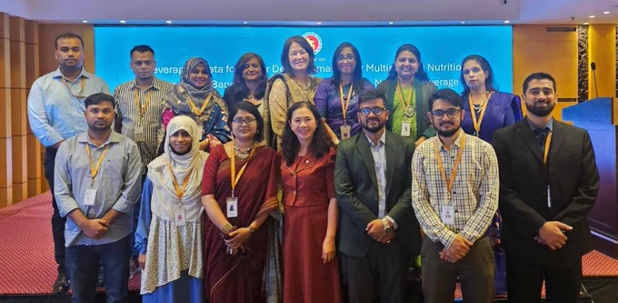 Image 3. IFPRI and the icddr,b team at the Bangladesh dissemination event