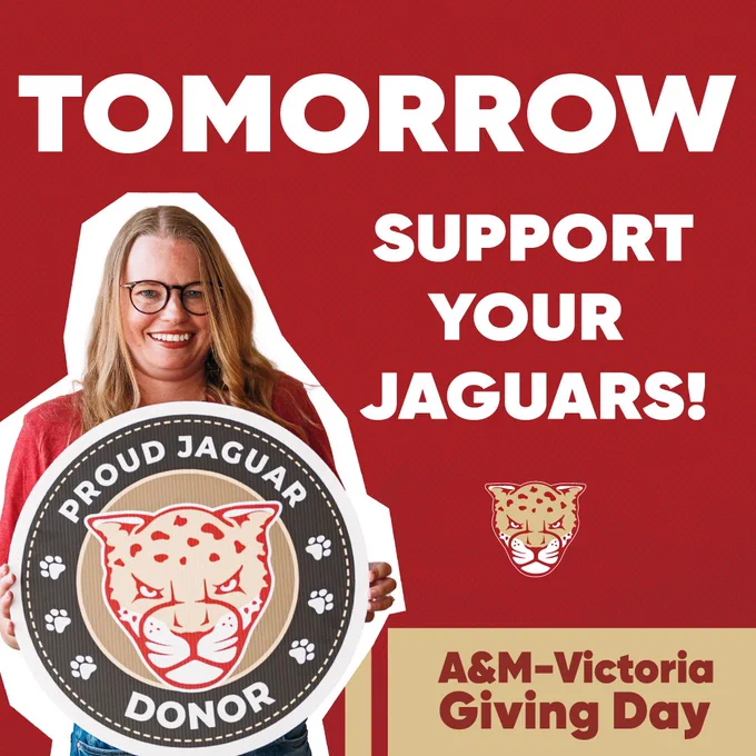 #givingday2025 is tomorrow! Won't you join us? We have a challenge for each of you ❤️ 
https://tamuvalumni.org/page/donate

#GiveJaxNation #GivingDay #GivingDay2025 #JAXNATION #victoriatx