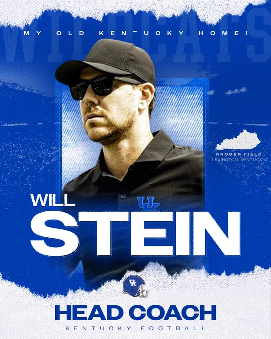 Graphic showing WIll Stein as Kentucky Football Head Coach