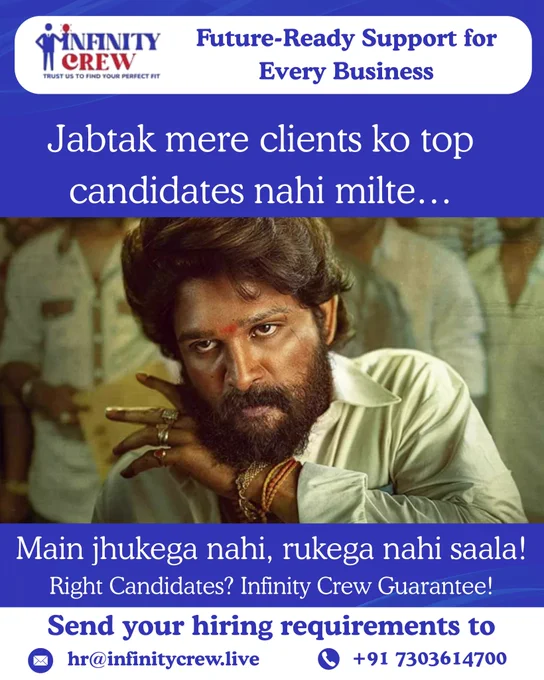 𝐋𝐨𝐨𝐤𝐢𝐧𝐠 𝐟𝐨𝐫 𝐭𝐡𝐞 𝐫𝐢𝐠𝐡𝐭 𝐭𝐚𝐥𝐞𝐧𝐭?

Send your hiring requirement to us and let our team find the perfect match for your needs. Whether you're searching for freshers, experienced professionals, part-time staff, or specialized roles, we connect you with qualified candidates quickly and efficiently.

Share your job details, skills needed, experience level, and work location, and we’ll handle the rest — from sourcing resumes to shortlisting suitable profiles. Our goal is to simplify your hiring process, save you time, and help you build a reliable, skilled workforce.