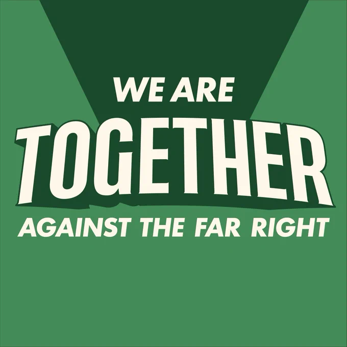 Green background. We are together aganist the far right.