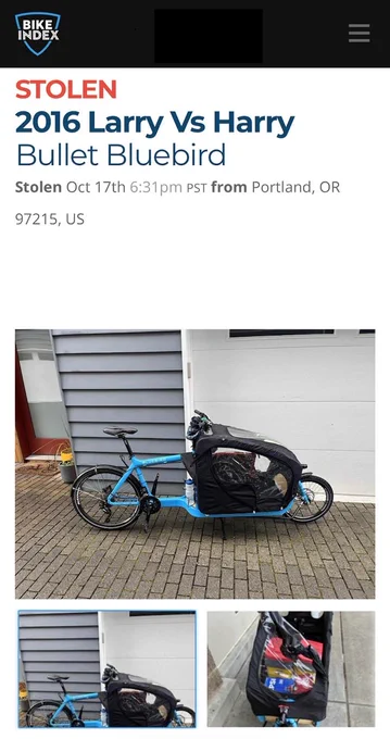 The original stolen bike notification.