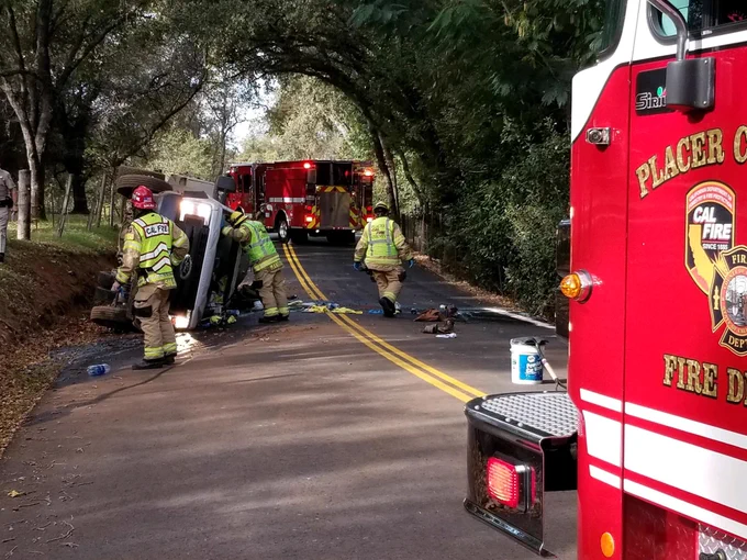 Firefighters at car accident 