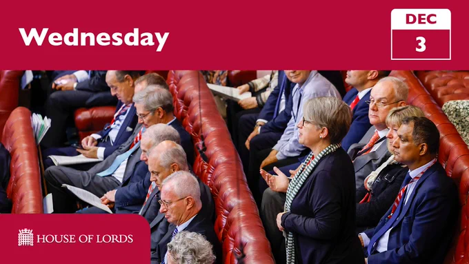 Wednesday 3 December, member speaking in the Lords chamber