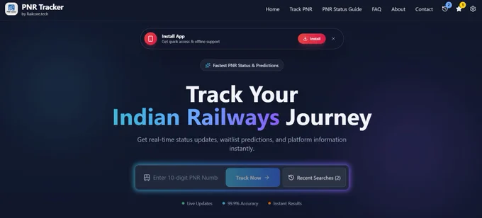 PNR Tracker by RailCore Homepage