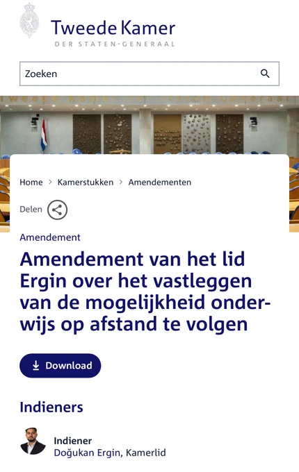 Afbeelding van ingediend amendement: over het vastleggen van de mogelijkheid onderwijs op afstand te volgen. Voor leerlingen die even of niet naar school kunnen en zij op kort termijn afstandsonderwijs krijgen.