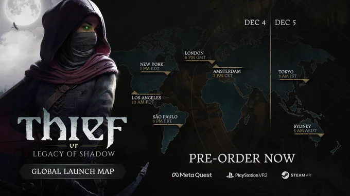 Tomorrow, the heist begins. Know your mark, time your move, and clear the space — you’ll need approx. 33GB on PC, 20GB on PS, or 9GB on Quest to slip into the shadows.