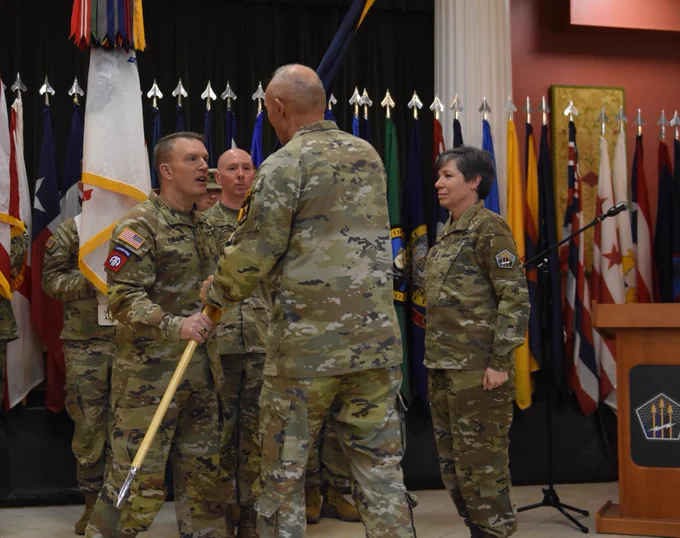 Chief of Staff of the Army, Gen., Randy A. George, passed on the colors to U.S. Army Cyber Command incoming commander, Lt. Gen. Christopher L. Eubank, during the U.S. Army Cyber Command Change of Command ceremony December 3, 2025 at the Cyber Conference & Catering Center on Fort Gordon, GA. Eubank is now the 6th commanding officer in U.S. Army Cyber Command’s history.