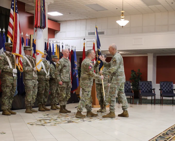 Chief of Staff of the Army, Gen., Randy A. George, passed on the colors to U.S. Army Cyber Command incoming commander, Lt. Gen. Christopher L. Eubank, during the U.S. Army Cyber Command Change of Command ceremony December 3, 2025 at the Cyber Conference & Catering Center on Fort Gordon, GA. Eubank is now the 6th commanding officer in U.S. Army Cyber Command’s history.