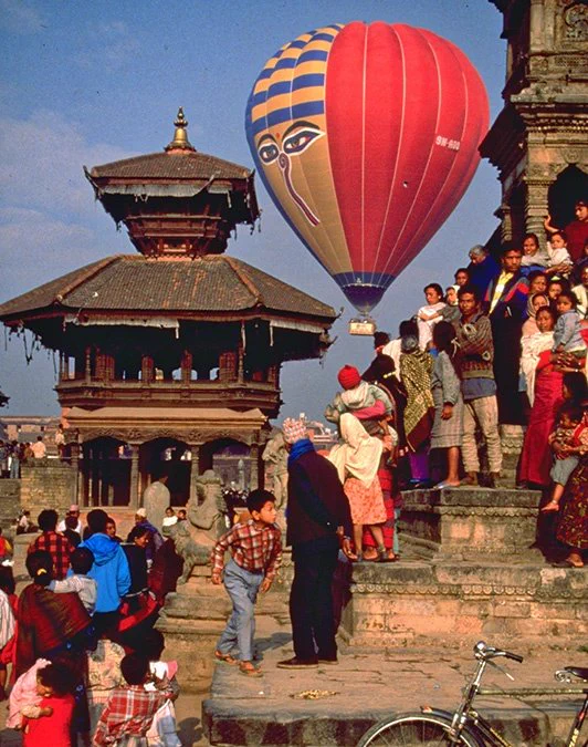 Ballooning over Durbar Square, Kathmandu. Photographer unknown.