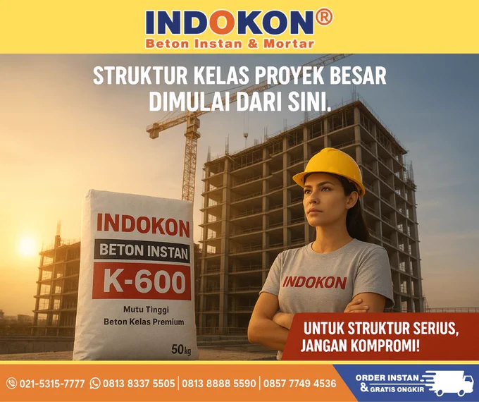 Kalau struktur proyekmu serius → pilih yang sanggup kerja serius.
Indokon K600. No kompromi.

🏗️ Mutu tinggi buat high-rise & proyek industri.
⏳ Jangan tunggu retakan datang.

🚀 Order hari ini: AnekaBangunan.com

#K600 #Indokon #BetonInstan #ProjectReady #HighPerformance #ProyekBesar
