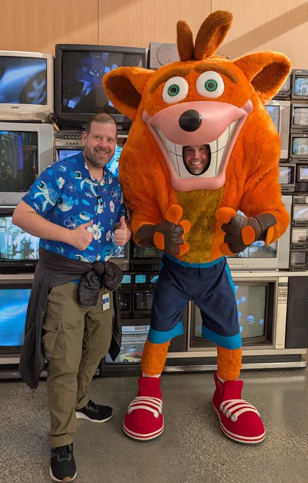 A photo of me and Crash Bandicoot.