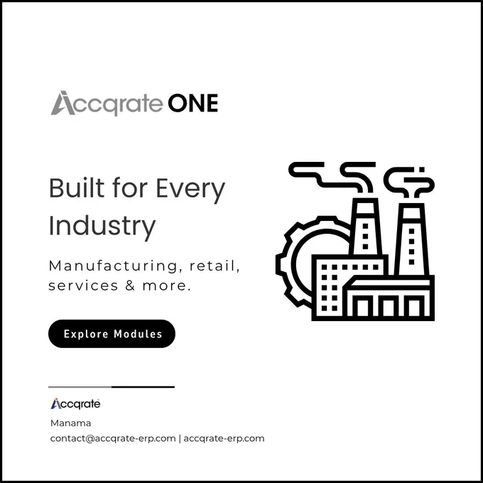 Accqrate ONE is A Comprehensive On Extended ERP Application For Small And Medium Businesses. ERP Built for Every Industry.