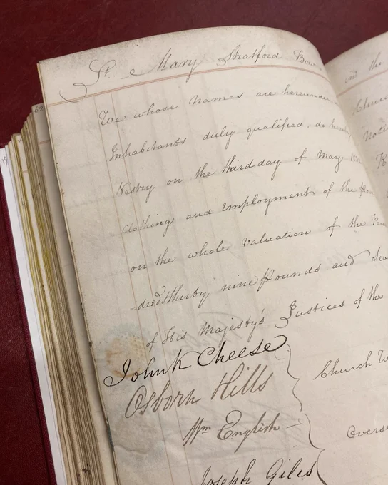 A page from a poor rate book from the parish of St. Mary Stratford Bow.
