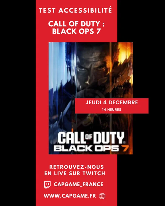 Affiche du test accessibilité de Black Ops 7 sur Twitch