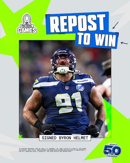Repost to win a signed Byron Murpy II Helmet Pro Bowl 2025