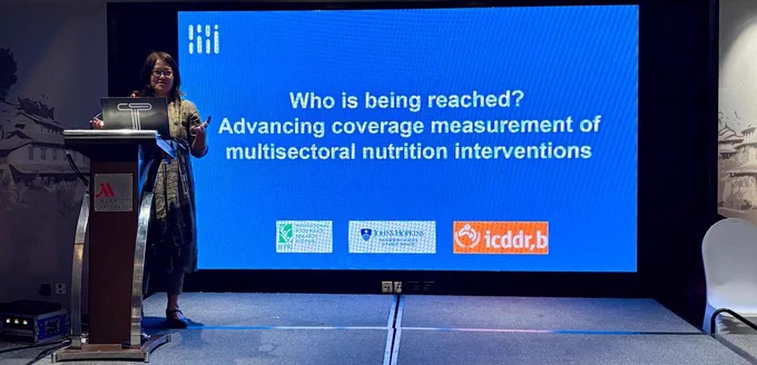 image 1. Sunny Kim, IFPRI, presenting during the side-event at the D4N2025 conference in Nepal
