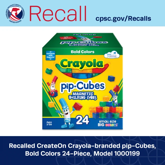 Recalled createon crayola pop-cubes