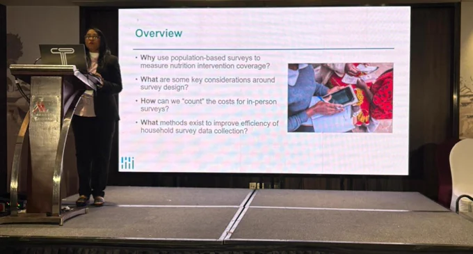 Image 2, A team member from icddr,b, presenting during the side-event at the D4N2025 conference in Nepal