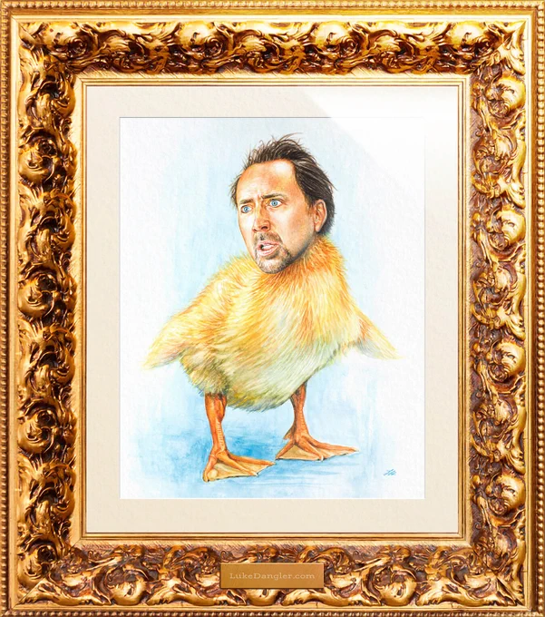 Nicolas Cage watercolor painting by Luke Dangler
