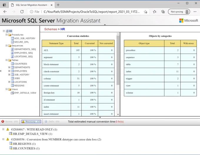 Screenshot that shows an Assessment report.